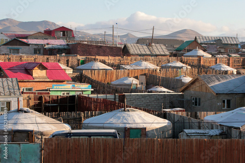 Ger district at the outskirts of Ulaanbaatar, Mongolia
