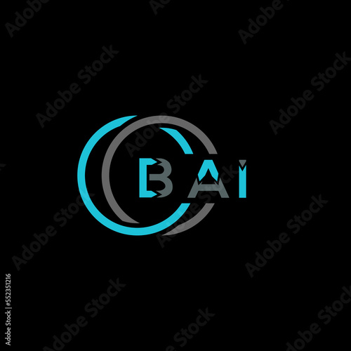 BAI logo monogram isolated on circle element design template, BAI letter logo design on black background. BAI creative initials letter logo concept. BAI letter design.
