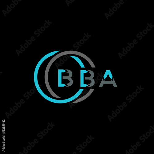 BBA logo monogram isolated on circle element design template, BBA letter logo design on black background. BBA creative initials letter logo concept. BBA letter design.
