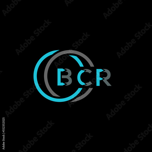 BCR logo monogram isolated on circle element design template, BCR letter logo design on black background. BCR creative initials letter logo concept. BCR letter design.
 photo