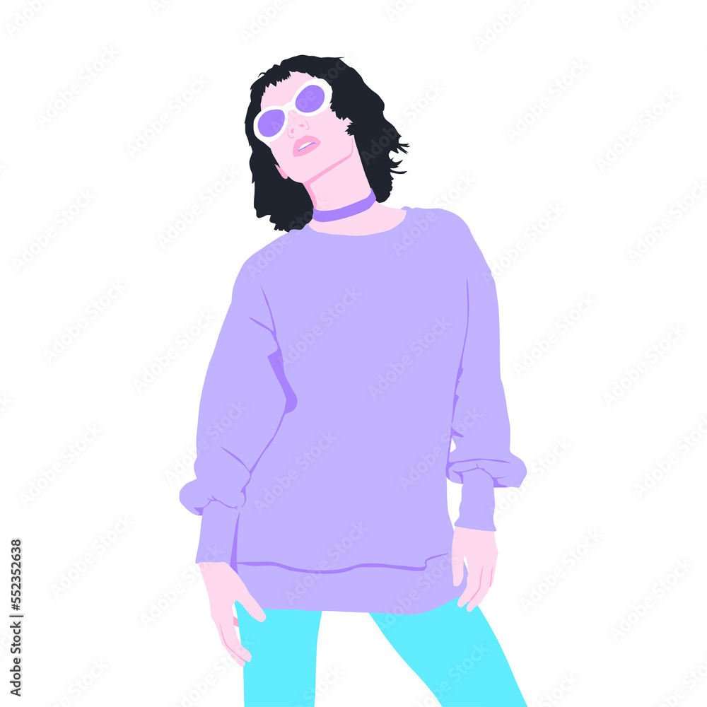 Fashion minimal illustration. Fashion girl. Trendy look Fashion minimal illustration. Fashion girl. Trendy look