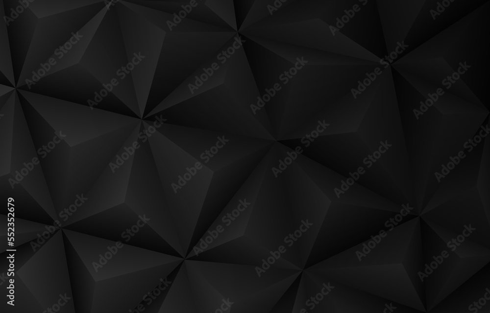 Black Background with Triangle Pattern Vector Illustration. Polygonal ...