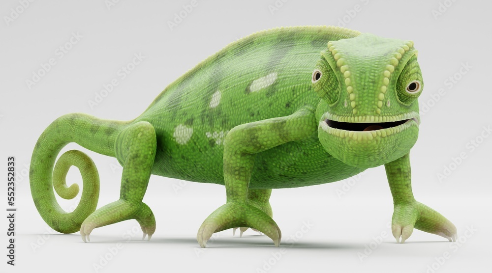 Realistic 3D Render of Flap Necked Chameleon Realistic 3D Render of Flap Necked Chameleon