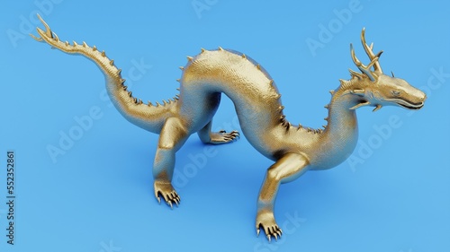 Realistic 3D Render of Chinese Dragon Statue © bescec