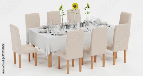 Realistic 3D Render of Restaurant Table