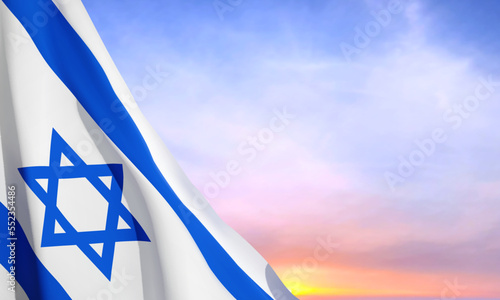 Israeli flag with a star of David. Patriotic concept. EPS10 vector