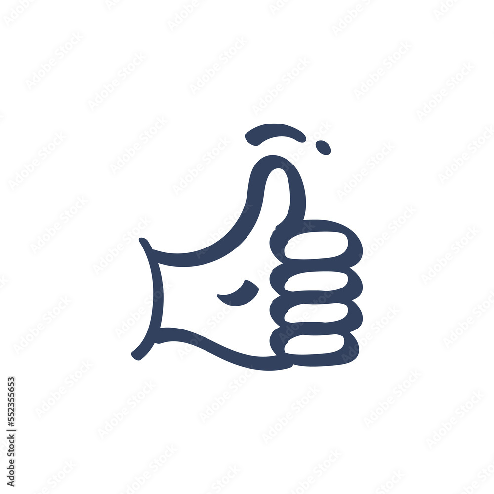 Hand thumbs up gesture doodle icon scribble drawing cartoon vector ...