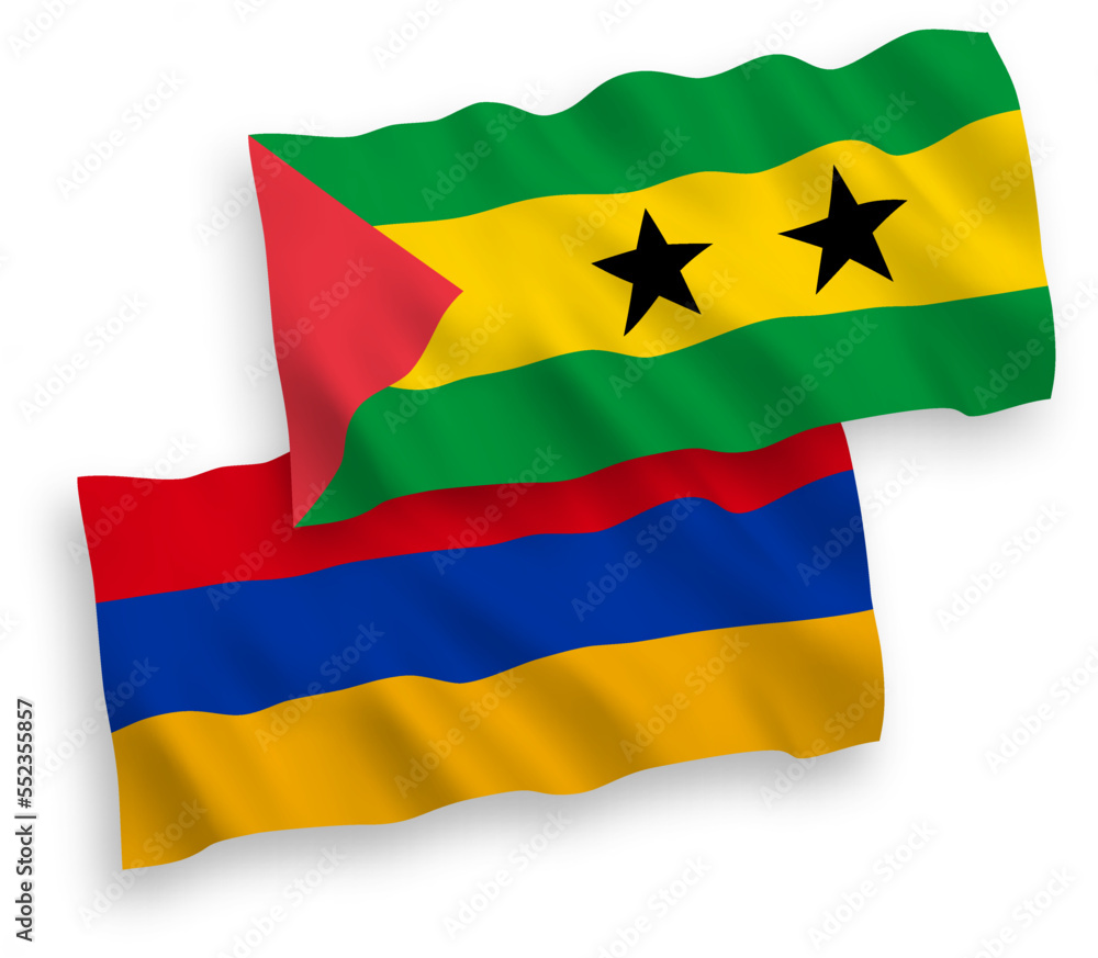 Flags of Saint Thomas and Prince and Armenia on a white background Flags of Saint Thomas and Prince and Armenia on a white background