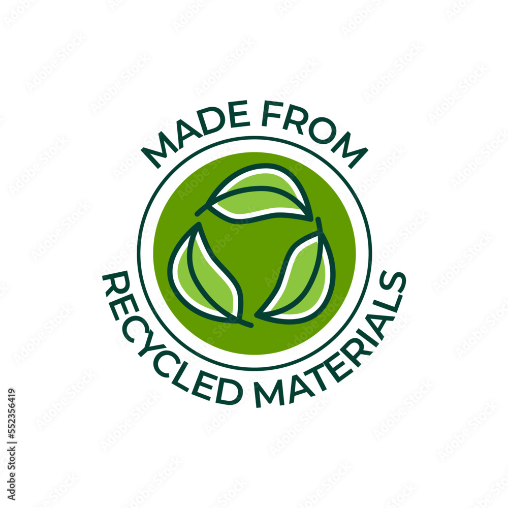 Made from recycled badge, label. Made from recycled badge, label.