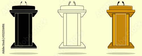 Lectern icon. Thin linear lectern outline icon isolated on white background from education collection. outline with silhouette. photo