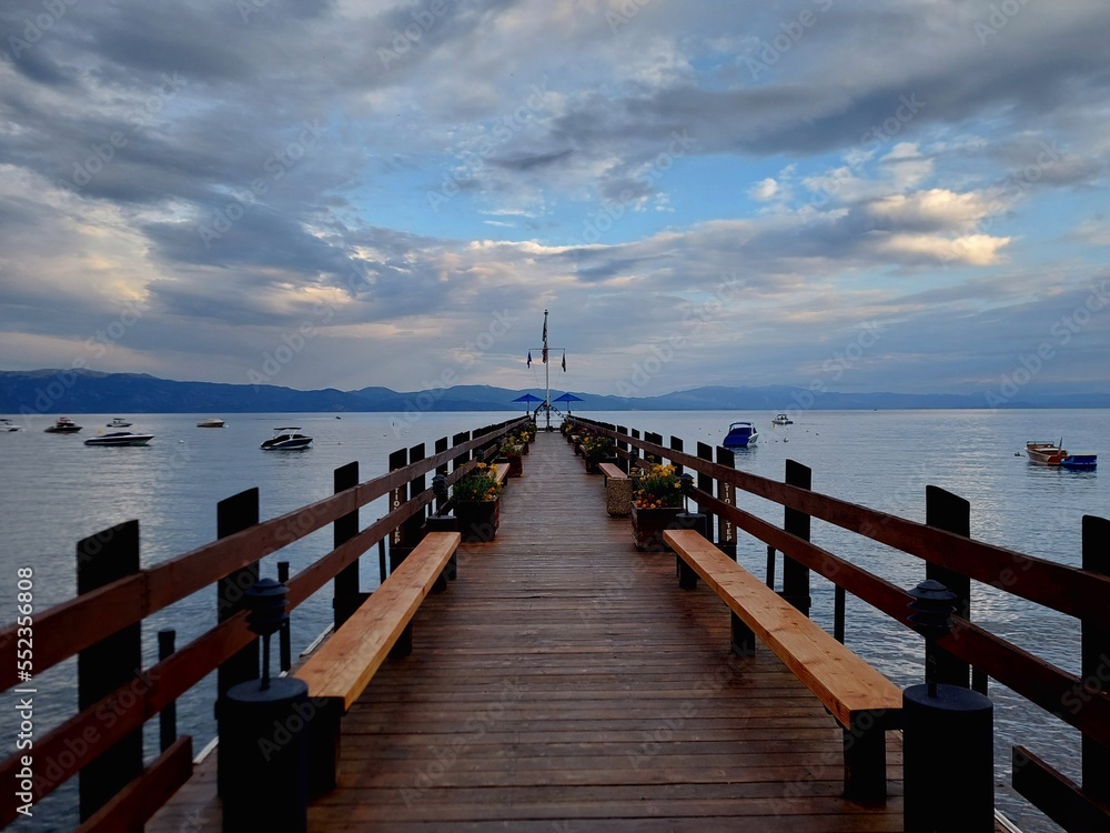 Fototapeta premium Pier on a lake at sunset