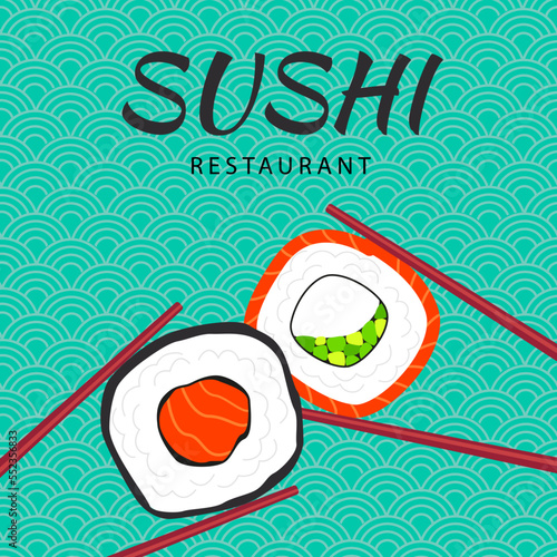 Banner with sushi rolls. Vector illustration