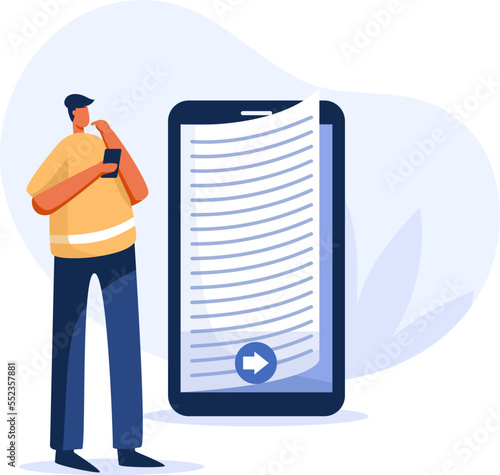 A person reading a book concept.  illustration