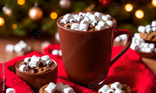 	
Hot chocolate with marshmallows and chocolate cookies during Christmas	

