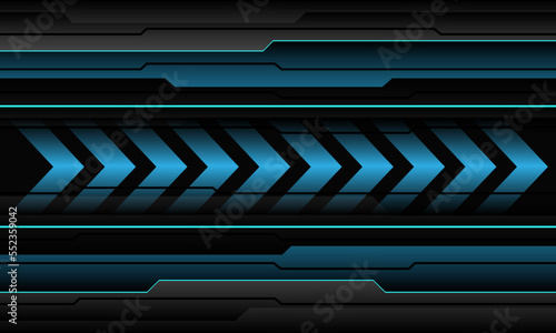 Abstract blue arrow direction black metallic cyber geometric design modern futuristic technology background vector