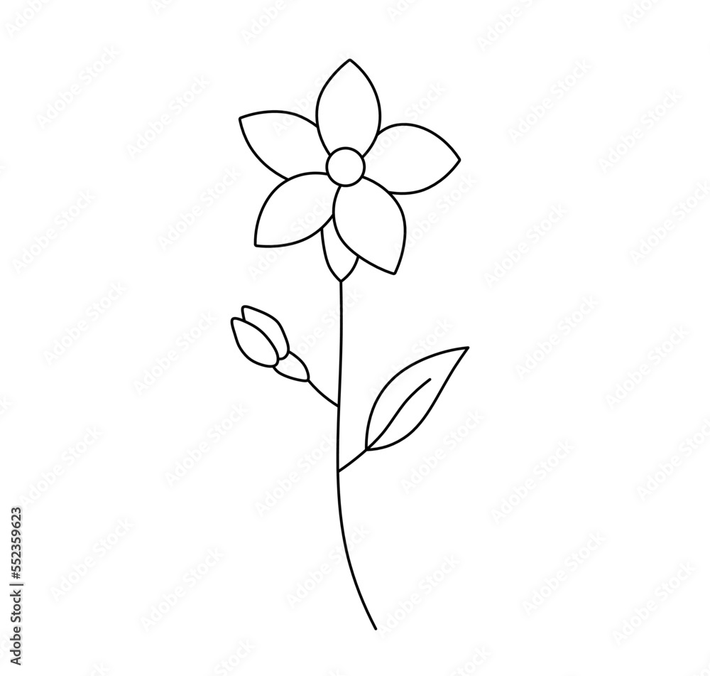Vector isolated one small simple flower tattoo colorless black and ...