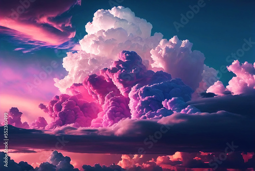Colourful clouds on a blue sky, sunset