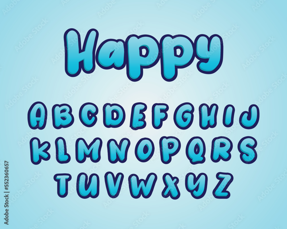 Desain alfabet naskah modern yang lucu dan menyenangkan Stock Vector ...