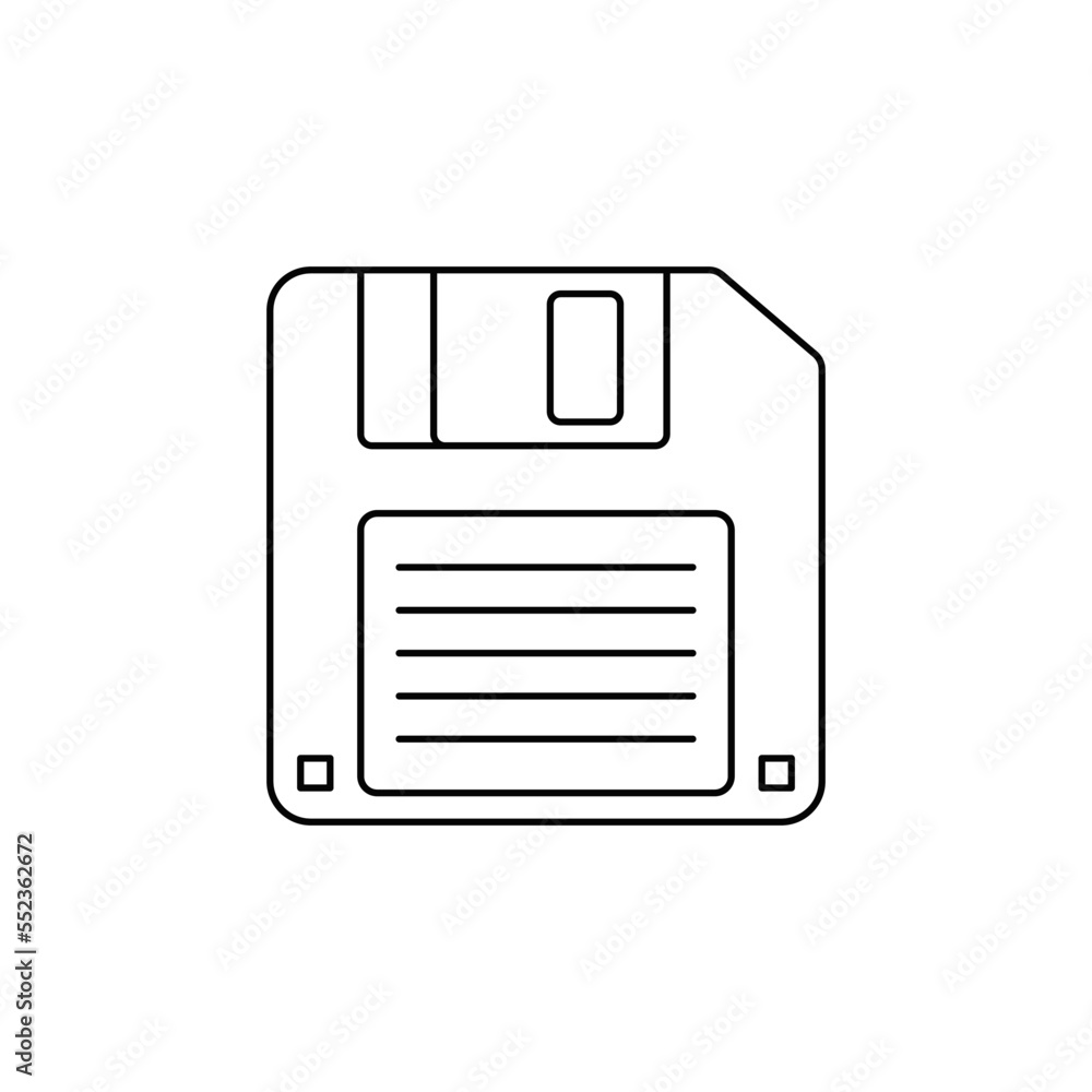 Diskette, floppy icon in line style icon, isolated on white background Diskette, floppy icon in line style icon, isolated on white background