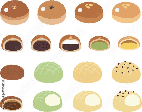 A popular bread in Japan. An assortment of vector data.