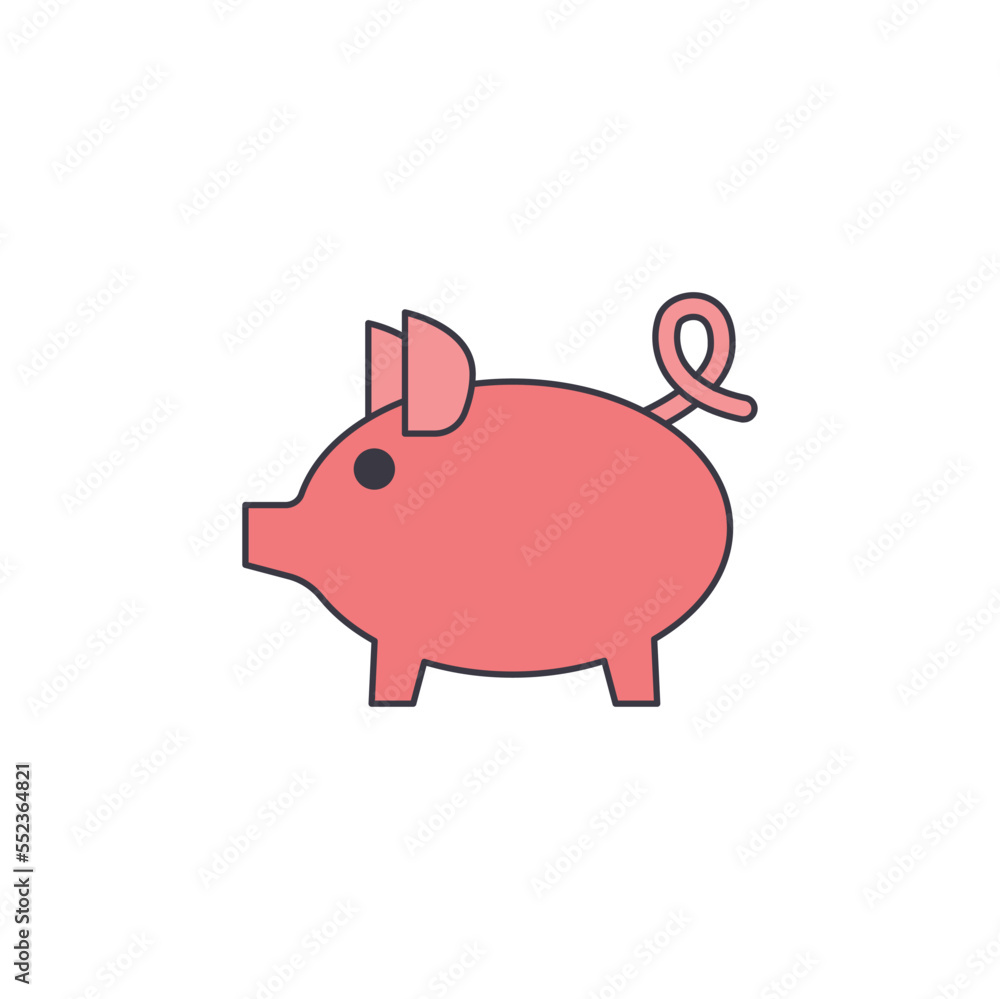 Piggy bank icon in color, isolated on white background Piggy bank icon in color, isolated on white background