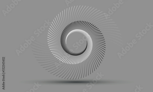 Spiral with black and white colors lines as dynamic abstract vector background or logo or icon. Yin and Yang symbol.