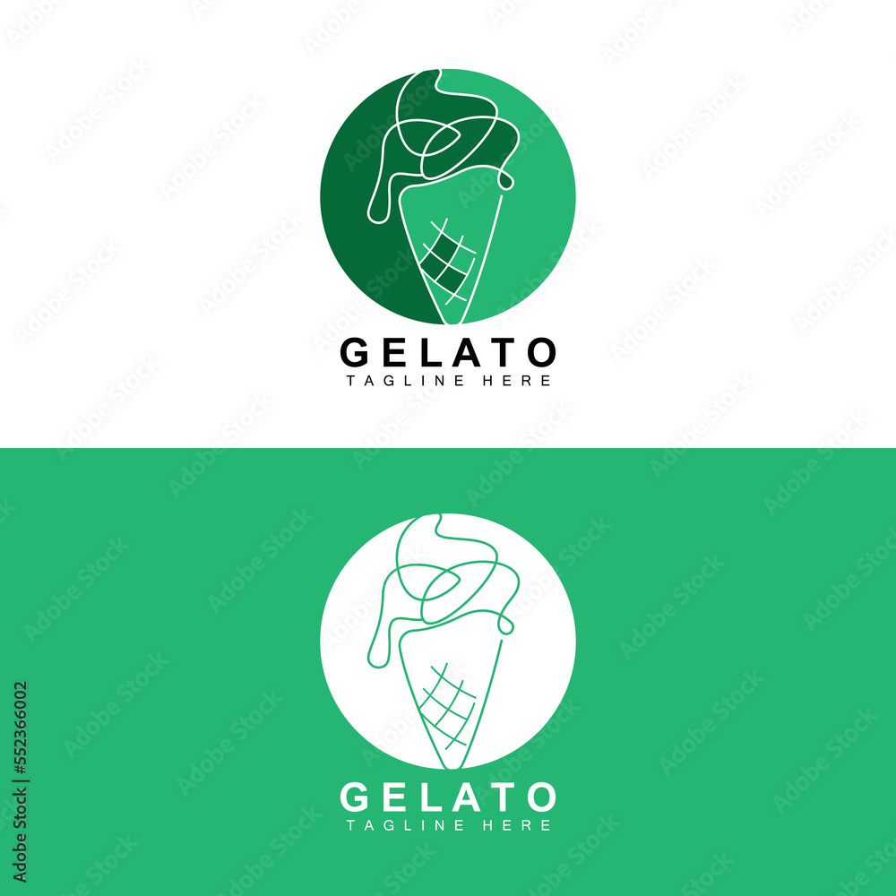 Ice Cream Gelato Logo Design, Sweet Soft Cold Food, Vector Brand Company Products Ice Cream Gelato Logo Design, Sweet Soft Cold Food, Vector Brand Company Products