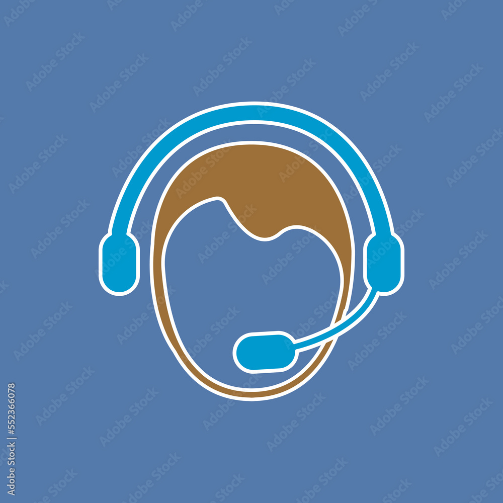 head icon with headphones, vector illustration