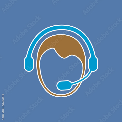 head icon with headphones, vector illustration