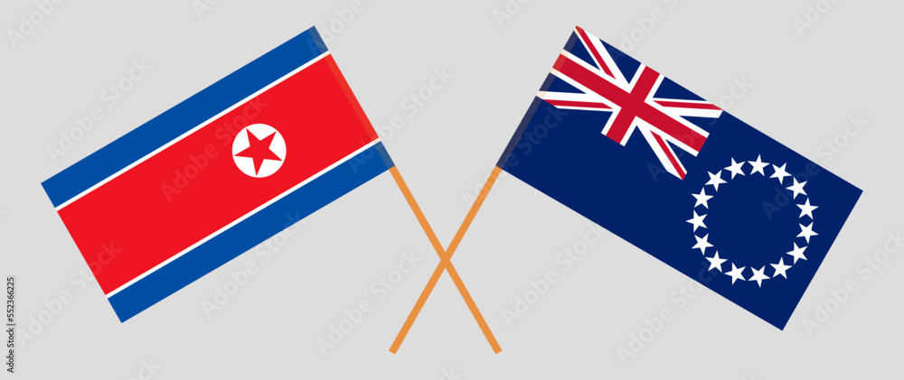 Crossed flags of North Korea and Cook Islands. Official colors. Correct proportion Crossed flags of North Korea and Cook Islands. Official colors. Correct proportion