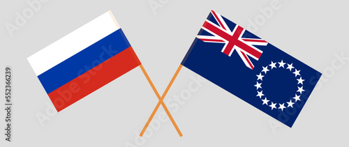 Crossed flags of Russia and Cook Islands. Official colors. Correct proportion