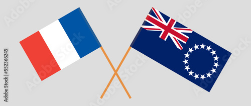 Crossed flags of France and Cook Islands. Official colors. Correct proportion