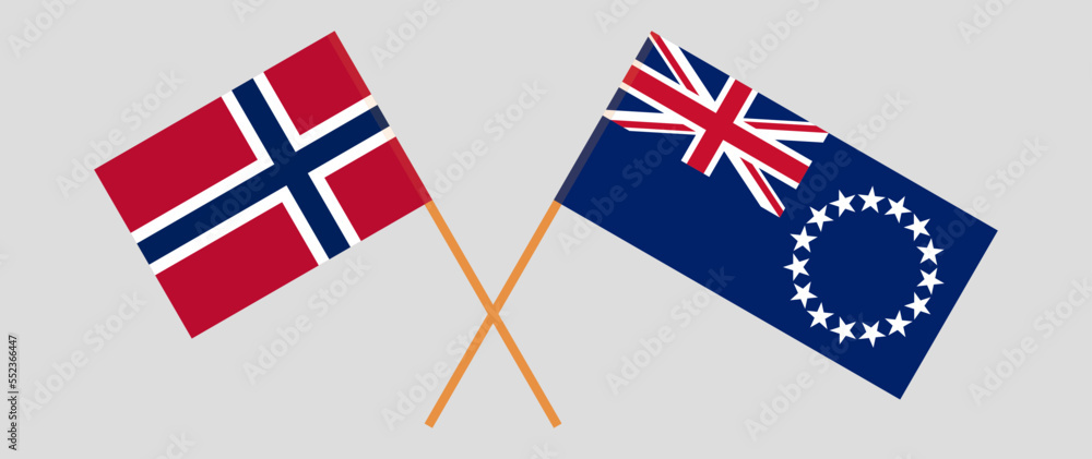 Crossed flags of Norway and Cook Islands. Official colors. Correct proportion Crossed flags of Norway and Cook Islands. Official colors. Correct proportion