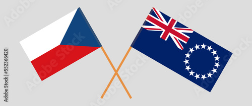 Crossed flags of Czech Republic and Cook Islands. Official colors. Correct proportion