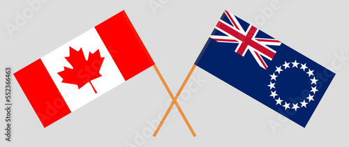 Crossed flags of Canada and Cook Islands. Official colors. Correct proportion
