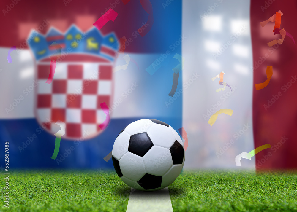 Naklejka premium Football Cup competition between the national Croatia and national France.
