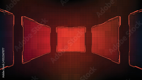 abstract futuristic background of red glowing technology sci fi frame hud ui
