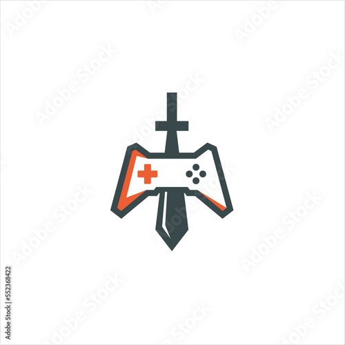 Logo game icon abstract joystick shape  For esport line art gaming logo vector on the white background.