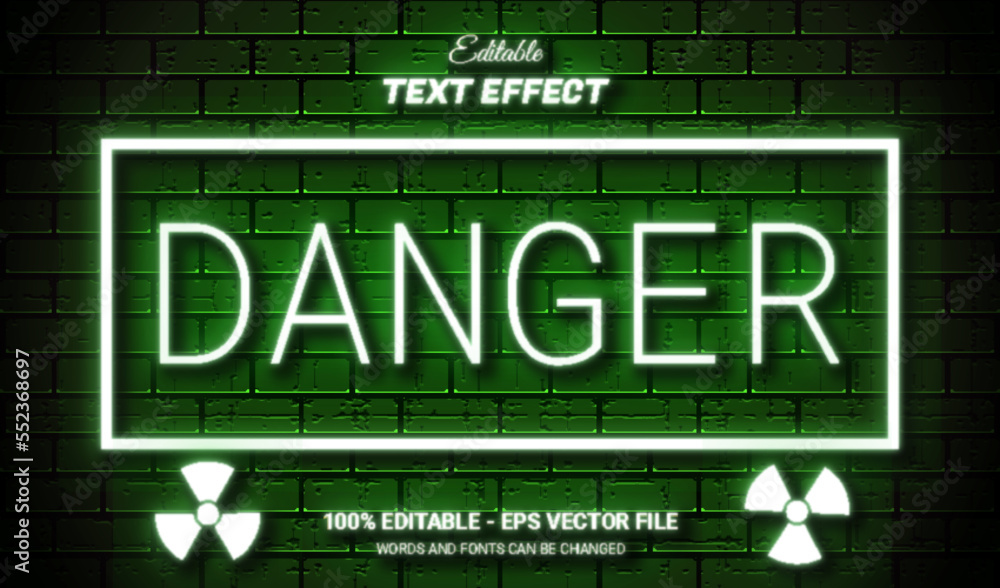danger green neon text effect