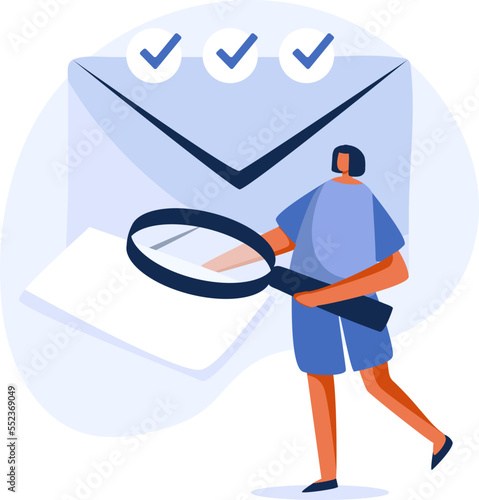Marketing automation with scheduled social media post and chat. Reach target audience with email content.  illustration