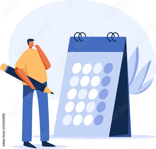 Calendar agenda for appointment and meeting planning. People Characters Planning Schedule. flat character.  illustration