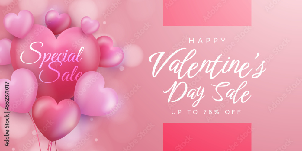 Awesome banner valentine's day sale commercial editable vector design