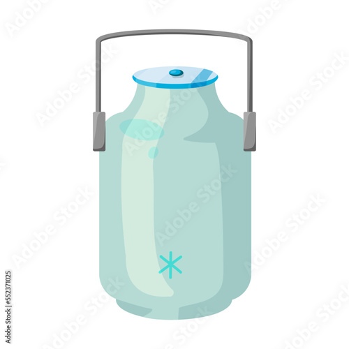 Cryogenic equipment vector illustration. Cryo tank for frozen humans or spacemen, medical equipment with cryogenic on white background