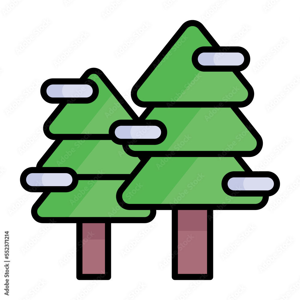 Snow on christmas trees vector icon in trendy style Snow on christmas trees vector icon in trendy style