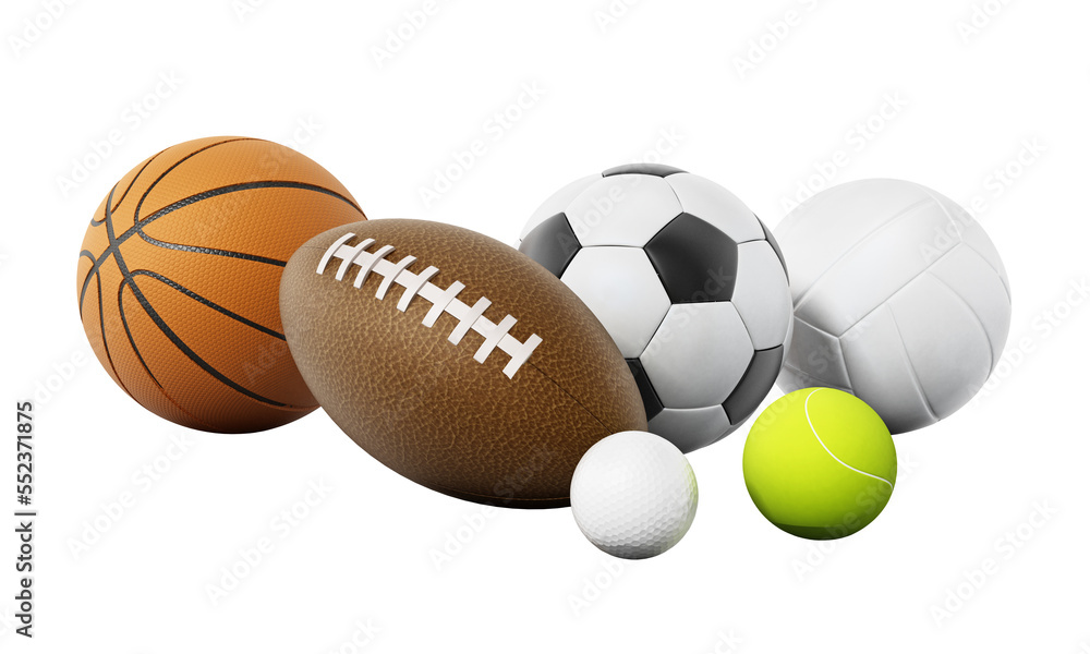 Sports balls on transparent background. Sports balls on transparent background.