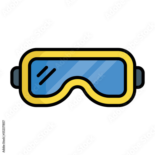 Skiing goggles, eyewear trendy design vector icon