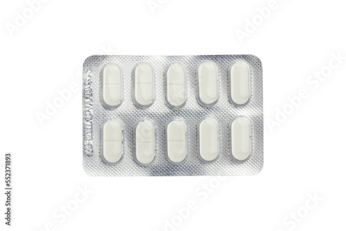 Fotografie Blister pack of pills isolated from background