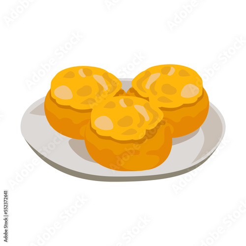Chinese dishes. Vector illustration of traditional food in China. Cartoon shrimp dumplings, wonton, fried spring rolls and pork bun isolated on white. Chinese meals menu concept