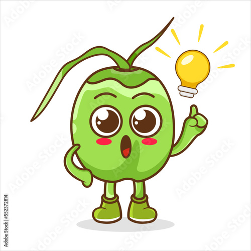 coconut character cartoon getting the idea , cute style design