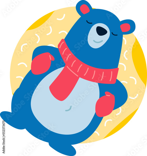 Cute cartoon bear flat icon Wild animal in warm country